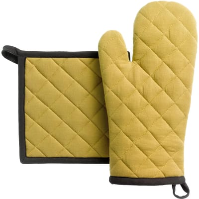 Set van keukenhandschoenen en ovenwanten van gerecycled materiaal Grace Winkler