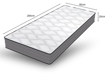 Deluxe 7-Zones Taschenfederkernmatratze 90x200 cm | H3, 20 cm Höhe | Memory Foam, Lyocell Bezug, OEKO-TEX® Gecertificeerd, 1000 Federn