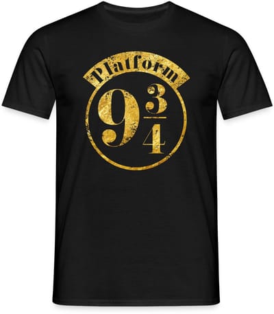 Harry Potter Perron 9 3/4 Faux Gouden Textuur T-Shirt Heren