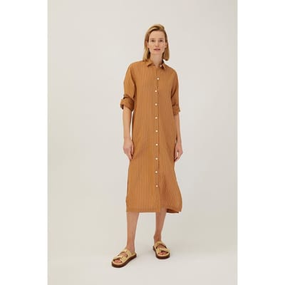ZENGGI Flowy Long Shirt Dress Camel Größe: XS | Blusenkleider Outlet | Damen | Braun