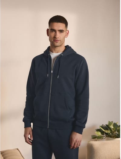 Next - Heren - Hoodie met doorlopende rits - Blauw
