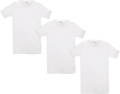 Beeren Bodywear 3-Pack Meisjes shirt Korte Mouw – Onderhemd - Ronde Hals – 100% Katoen Fijnrib – Wit – Maat 92