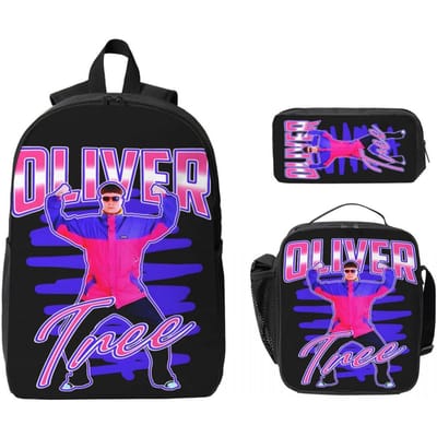 3 Stuks Oliver Tree Zanger Muziekschool Tassen Set voor Kinderen Pennenbakjes Rugzak Sets met Lunchbox Voor Schoolleerlingen Rugzak