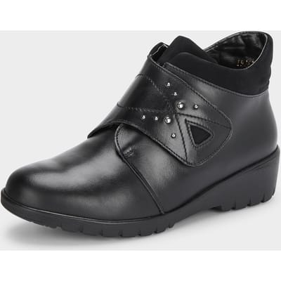 Enkellaarsjes met klittenbandsluiting - zwart - Gr. 37 van Goldner Fashion