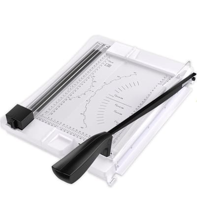 ACROPAQ Papiersnijder A4 & A3 – Hefboom + rolsnijmachine met 3 snijpatronen – Inklapbare papiersnijder – Wit – AGU4