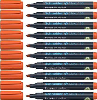 Schneider permanent marker - Maxx 130 - ronde punt - oranje - 10 stuks - lijnbreedte 1-3 mm - S-113006-10