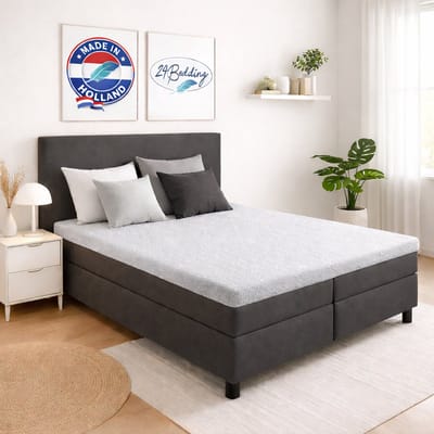 24-Bedding - Badstof Topper Hoeslaken - zilver Grijs - 80x200 cm - Extra Zware Kwaliteit - Rondom Elastiek - Voor topper matrassen van 5 tot 15 cm