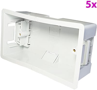 Diepe Gipsplaat Achterdozen 47mm - 5 Stuks voor Dubbele Stopcontacten en Schakelaars