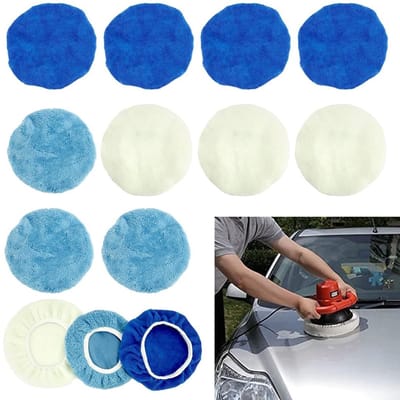 Dailygoods- Polijstkappen 10-delig - 180-200 mm - Herbruikbaar - Wol/Microvezel/Koraalvlies - Voor Auto/Motorfiets - Geschikt voor Polijstmachines - Polijstpads