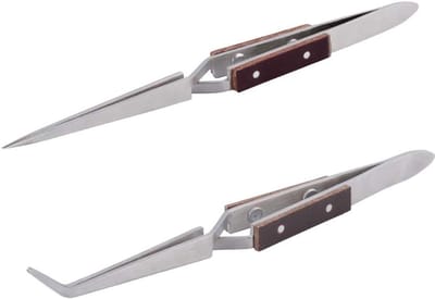 Precisie Pincetten - Handgereedschap Kit - Elektronica Reparatie - Hittebestendig Zuurvrij - 16 cm Lengte - Hout Staal