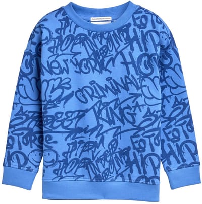 Tom Tailor - Oversized sweatshirt met all-over print - Maat 92/98 - blue shaded spray design
