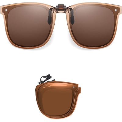 Grappige UV 400 Clip-on Zonnebril Vierkant Montuur Opvouwbare Zonnebril Bril voor Dames Heren Makkelijk Mee te Nemen brown