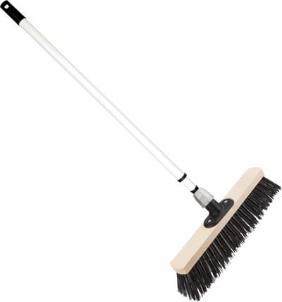 Staaldraad straatbezem/buitenbezem - 40 cm - met metalen telescoopsteel wit - 80 - 130 cm - Harde buitenbezems
