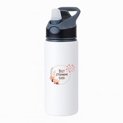 Hacebo® - Bonusmoeder cadeau - waterfles met rietje zwart - Stiefmoeder cadeau - Bonusmama - Stiefmoeder cadeautjes - Moederdag cadeau - mamacadeautjes verjaardag - liefste mama - Bonusmama - Leuk kado om te geven - water fles - 650ML