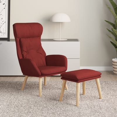 vidaXL - Relaxstoel - met - voetenbank - stof - wijnrood
