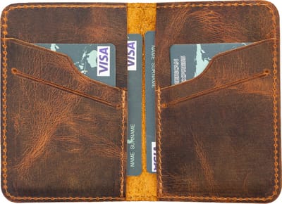 Pulledro echt leer Cardholder Pasjeshouder Portemonnee - Antic Coffee