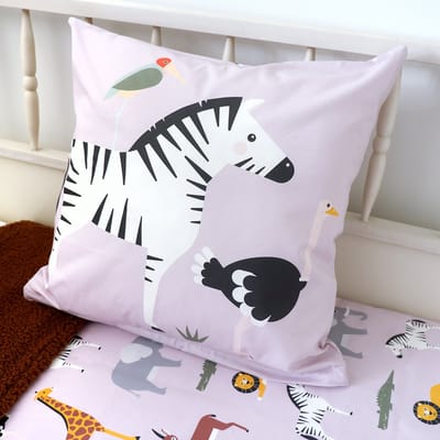 Sierkussen Zebra lila 40x40 tweezijdig met rits inclusief vulling voor kinderkamer