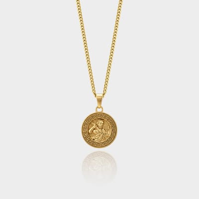 Zeus Hanger Ketting - Gouden Ketting - 50 cm lang - Ketting Heren met Hanger - Griekse Mythen - Olympus Jewelry