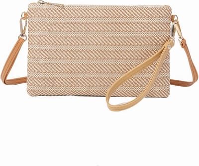 Draagbare Schoudertas voor Vrouwen - Boho Stro Bag, Crossbody Strandtas met Lange Strap voor Mobiele Telefoon