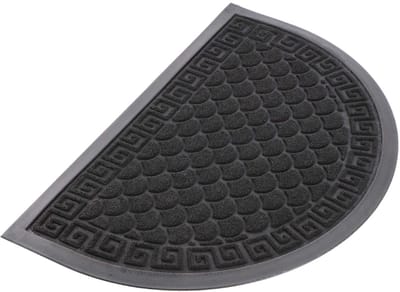 KADAX Deurmat, entreemat van robuust polyester met rubberen zijde, duurzame vuilvangmat in 6 verschillende patronen naar keuze, deurmat, halve cirkel 60 x 40 cm, antraciet
