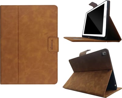 oTronica hoes geschikt voor iPad 5e/6e generatie / 2017/2018 Luxe Leren Bookcase met Pencil houder - Premium Leren cover - Bruin