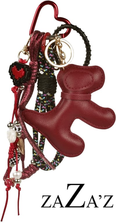 tassenhanger /sleutel hanger - bordeaux met hond en andere accessoires