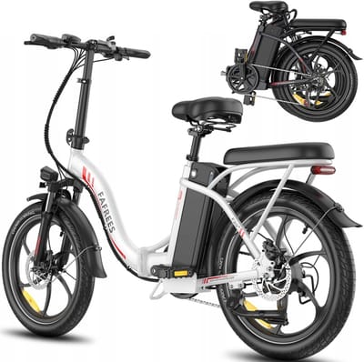 Fafrees F20+ Opvouwbare E-Bike Wit, 25km/h Max Snelheid, 20Ah Accu & 250W Motor, 90km Actieradius, 7 Versnellingen Shimano, 20x3.0 Robuuste Banden, 160mm Schijfremmen, Voorvering, LED Koplamp/Achterlicht