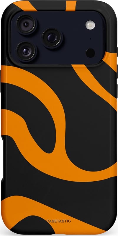 Casetastic hoesje geschikt voor Apple iPhone 17 Pro Max - MagSafe - Dubbellaagse bescherming - Katachtige Oranje Tijger Strepen - Fashion Case - Zwart Oranje