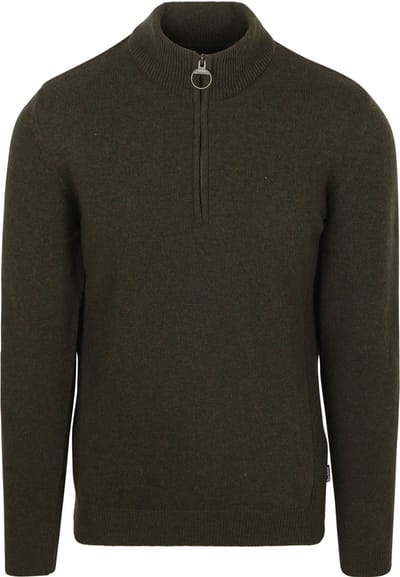 Barbour Half Zip Trui Wol Olive - Maat L - Heren - Quarter zip