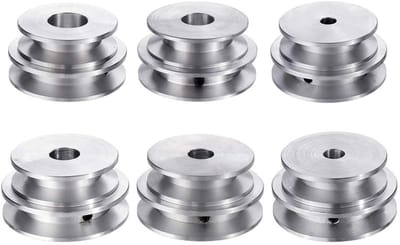 Dailygoods - Dailygoody - Dubbele Groef Katrol - Vaste Boring Aluminium - Zilver - 60 en 50 mm - Voor Motor As Riem - 8-20 mm