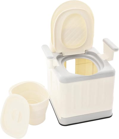 Draagbaar Toilet - Opvouwbaar Potje - Kamperen en Reizen - Stabiel tot 150kg - 56cm Hoog - Beige