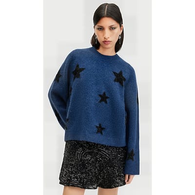 AllSaints Starlet Jumper Midnight Blue Maat: L | Gebreide Truien Outlet | Dames | Blauw