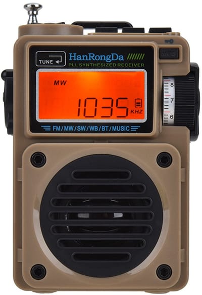 Geschikt voor HRD-701 SW Radio draagbare Bluetooth-luidspreker, oplaadbare muziekspeler, volledige FM AM SW WB-radio, ondersteuning voor Bluetooth, TF-kaartweergave, wekker met 6 EQ en NOAA-alarm (grijs)