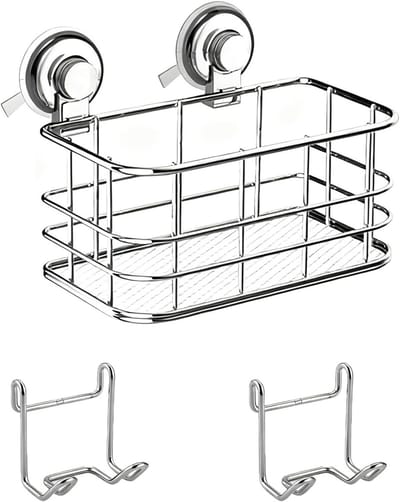 Douchegelhouder zonder boren - doucheplank en haken op zuignap - universele opbergplank voor douche, badkamer en keuken