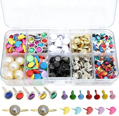 Metalen Brads Kit - Papier Bevestigingsmiddelen - Handgemaakte Ambachten - Meerdere Stijlen - 500 Stuks - Gemengde Kleur