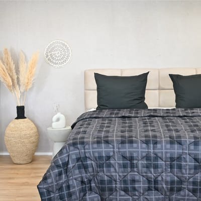 HappyBed Dekbed zonder overtrek 160x220 - Wasbaar Dekbed - Bedrukt dekbed zonder hoes - Hoesloos Dekbed - Twijfelaar dekbed - Grey Tartan