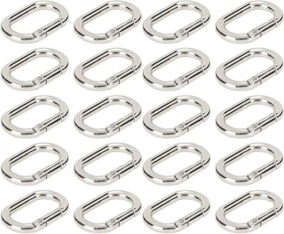 20 Stuks Open Metalen Ovalen Ring Klinkers voor Handtas, Riemen en Sieraden Creatie - Zilver en Zwart