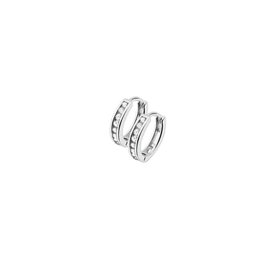 YO&NO - Oorbellen - Zilver - Oorringen -  Klap - Zirkonia -12.5mm  doorsnee - Dames -  Gerhodineerd - Zilver 925
