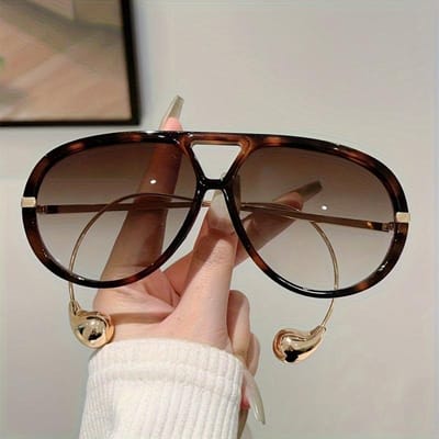 1 stuks Dames Oversized Retro Bril met Gegradueerde Glazen & Metalen Pootjes - Mode Decoratieve Bril voor Dames Veelzijdig voor Casual & Formele Outfits