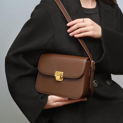 Nieuwe Crossbody Tas Veelzijdige Tofu Tas Echt Leer Okseltas Woon-werk Schoudertas brown