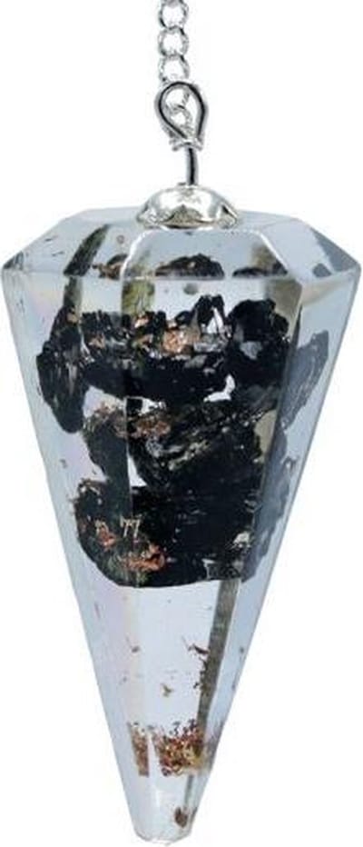 Pendel - Orgon - zwarte Toermalijn - facet geslepen - spitse punt - 4 cm - 11 g