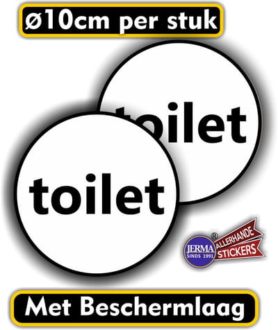 Jerma - Toilet - Deursticker - Stickers - set 2 st - Ø 10 cm - Zelfklevend - Vinyl - Weerbestendig
