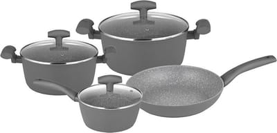 Michelino 46139 - Pannenset - RVS Pannen - 7-Delig - Nora Serie - Grijs