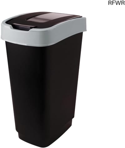RFWR® Afvalemmer 50 liter met Kanteldeksel voor Binnen en Buiten - Kunststof Zwart Grijs