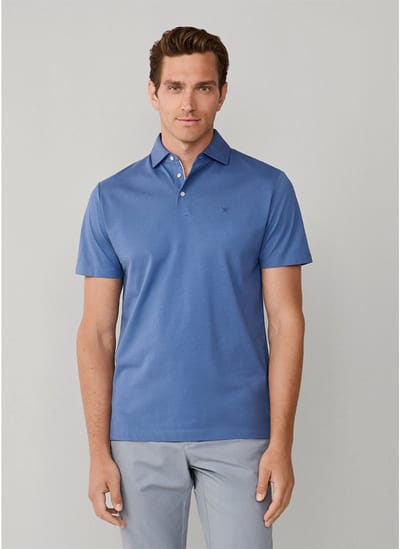 Hackett Hm5600092 Korte Mouw Poloshirt Blauw L Man