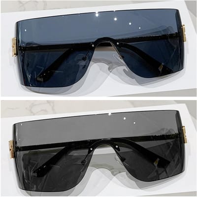 Lunettes de soleil sans monture métalliques de luxe pour femmes Lunettes de soleil décoratives vintage de haute qualité Lunettes de soleil surdimensionnées pour le voyage et l'alpinisme