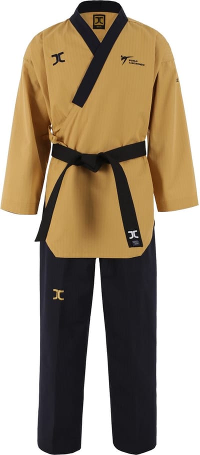 JCalicu poomsae hoge dan taekwondopak | WT | Goud / Zwart (Maat: 160)