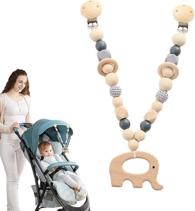 Kinderwagen hanger - Baby speelgoed - Baby vermaken - Natuurlijk hout - 135 cm - Multicolor