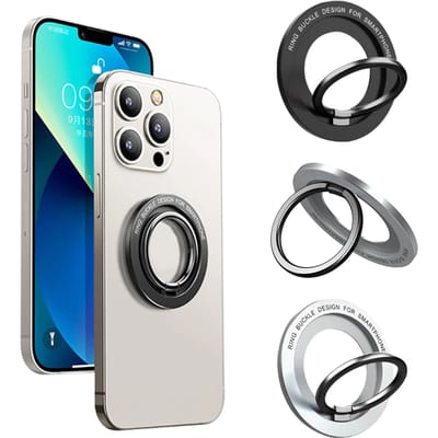 Voor Magsafe Magnetisch Draagbaar Draaien 1 Stuks Sterke Zuigkracht Roterend Opvouwbaar 360 Ring Telefoonhouder Legering Draagbare Universele Desktop