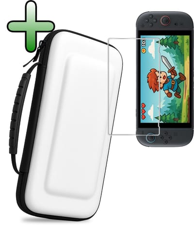 Hoesje Geschikt voor Nintendo Switch 2 Case Hoes Hard Cover Met Screenprotector - Bescherm Case Geschikt voor Nintendo Switch 2 Hoes - Wit